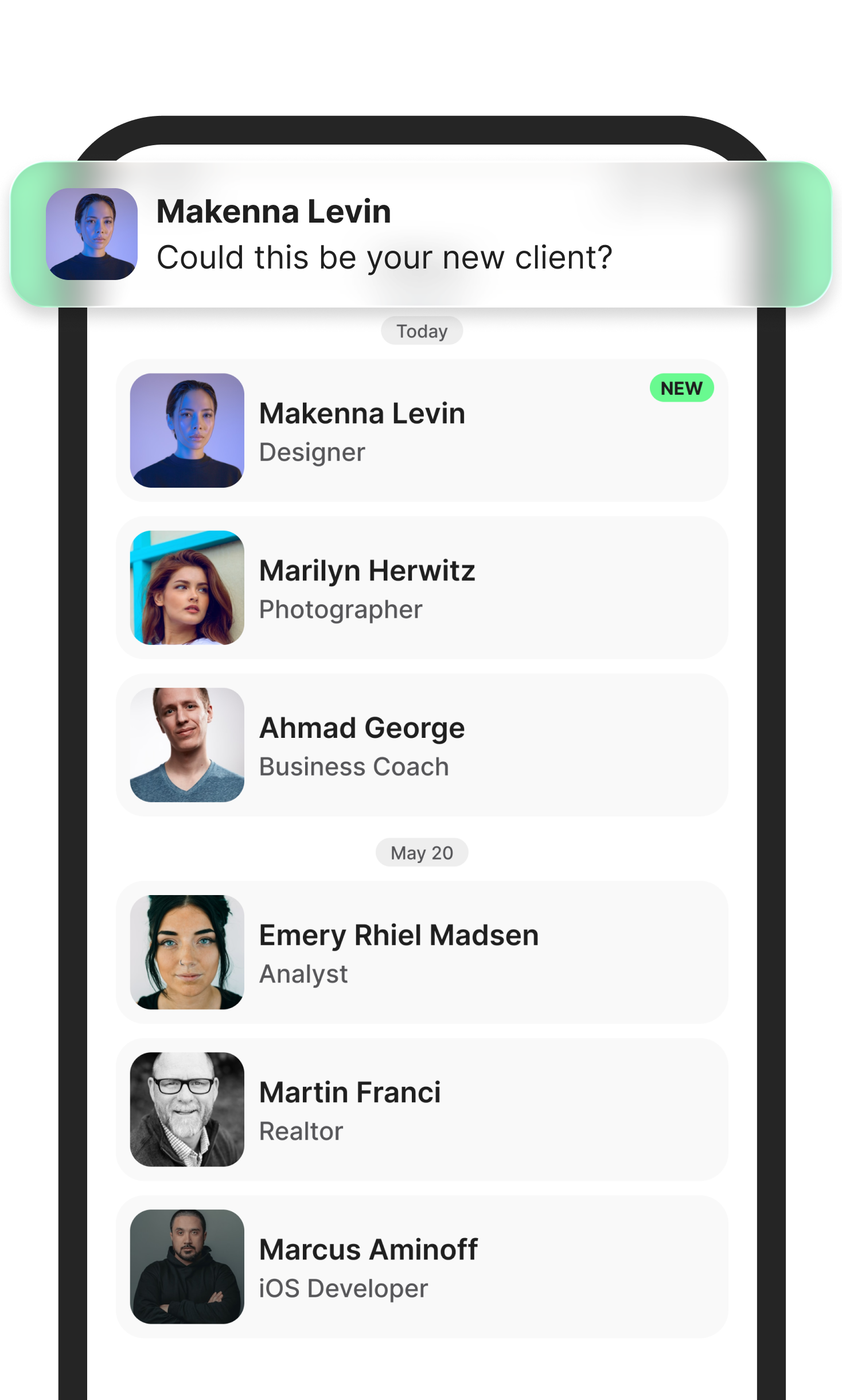 PeopleDo contact management dashboard with organized contacts